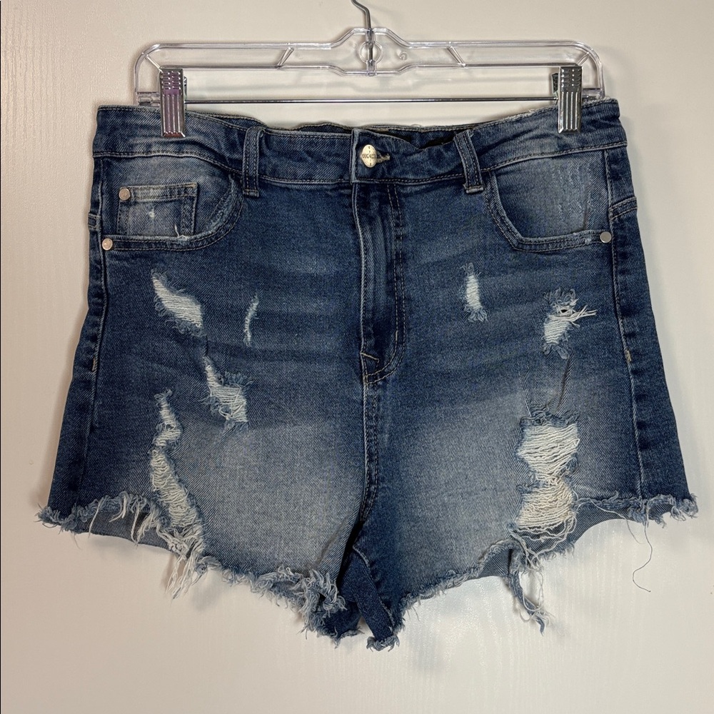 Kendall + Kylie The Icon Shorts Juniors 13/31 Distressed High Rise Frayed Hem